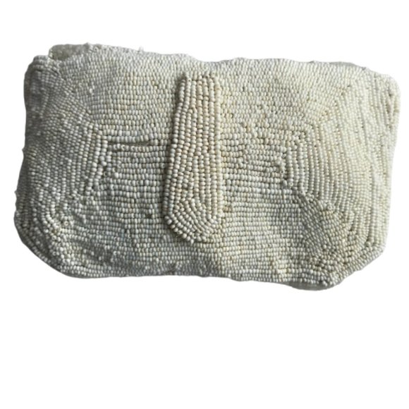 Vintage White Beaded Collectible Dance Coin Purse - Picture 9 of 13